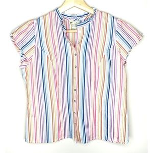 Anthro Odille Rainbow Striped Blouse - 4